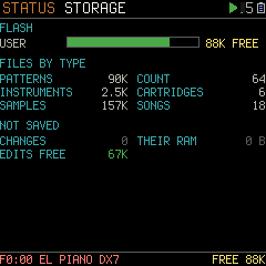 The STATUS screen: storage